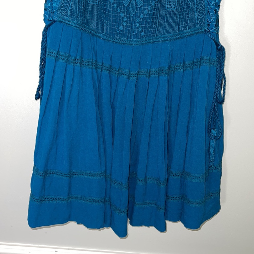 Free People Emily Crochet Dress Small Teal Blue - Picture 4 of 7